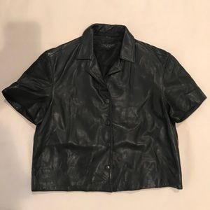 Leather rag and bone crop shirt